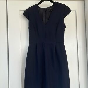 J Crew Cap Sleeve Sheath Dress Navy Blue 0P